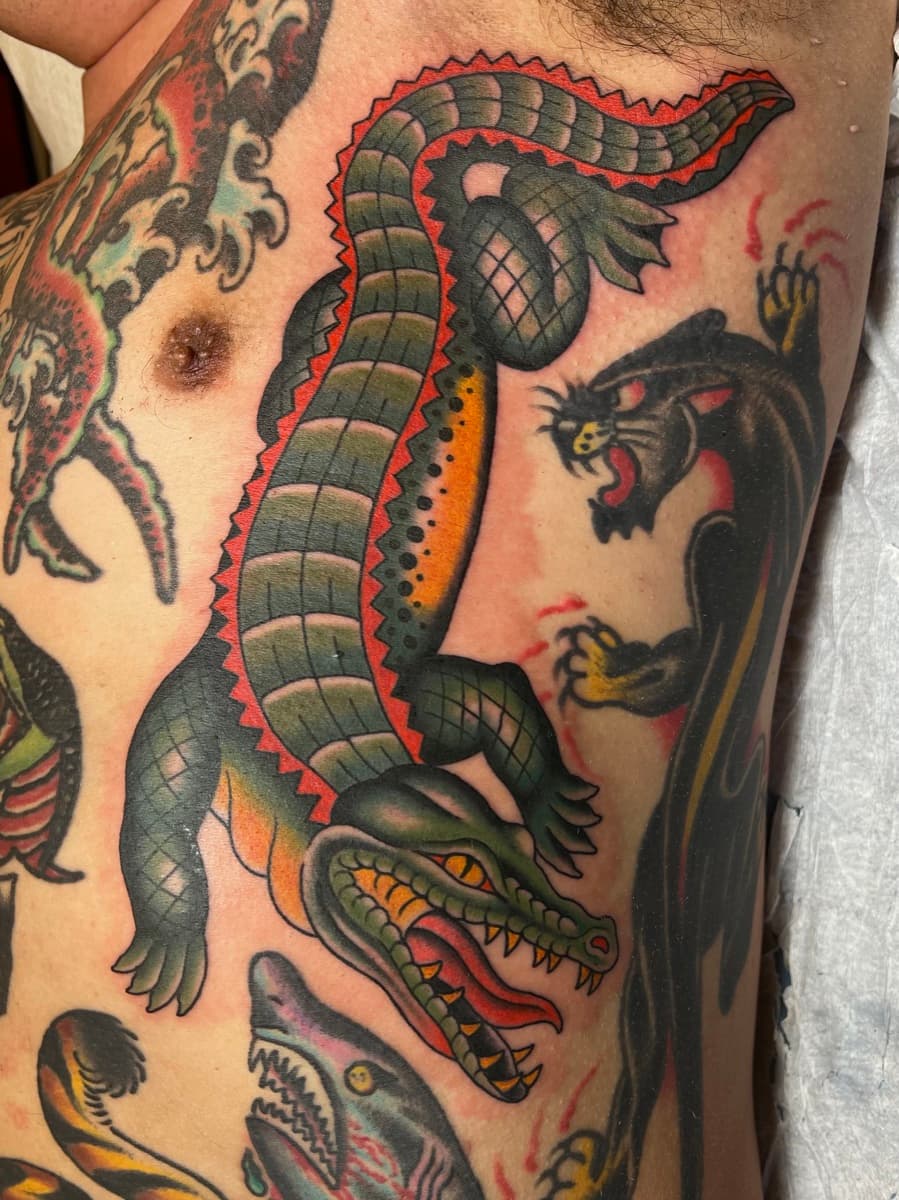Traditional tattoo by Abbie Fitzpatrick at Historic Tattoo Portland
