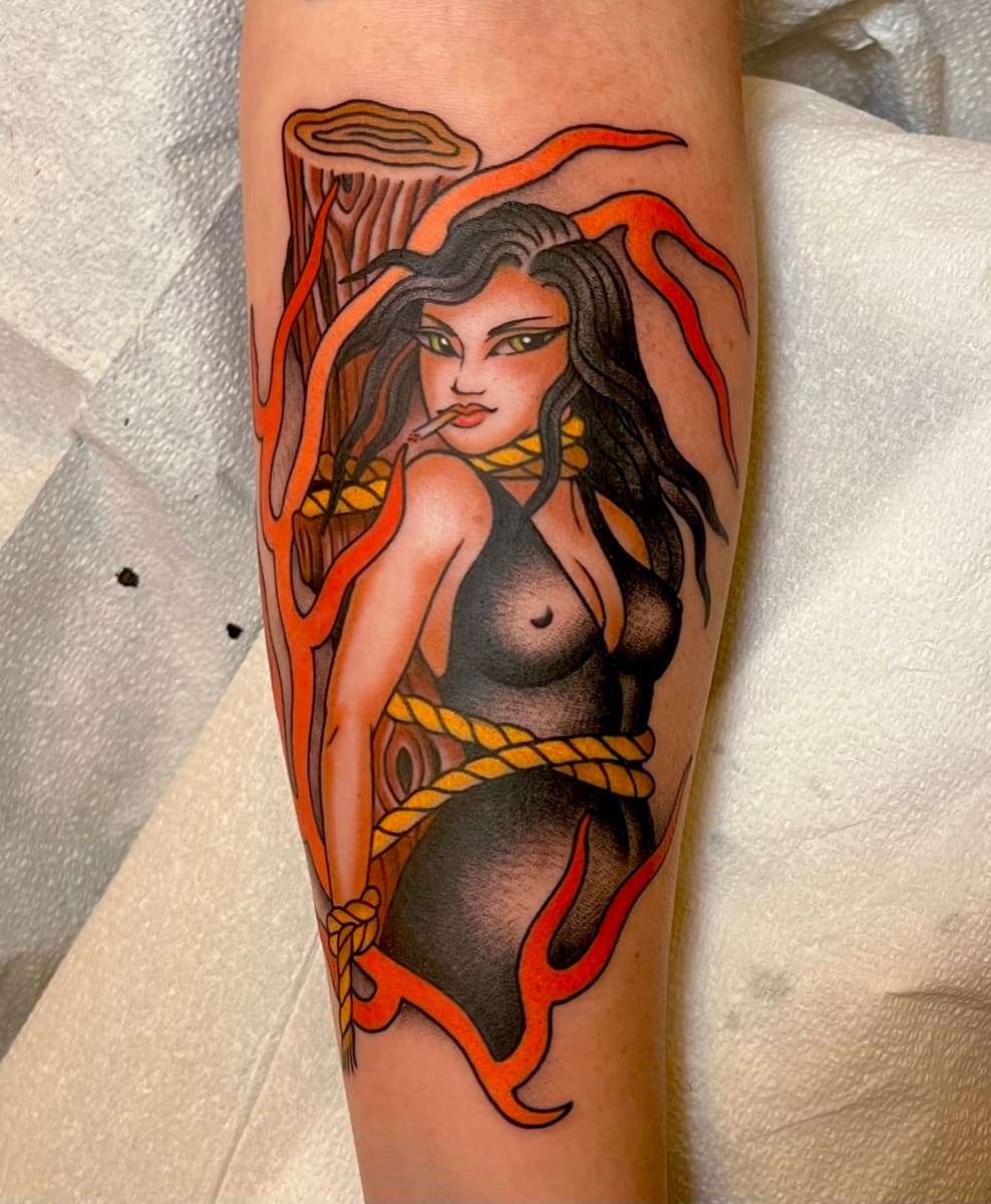 Classic American traditional tattoo by Abbie Fitzpatrick SE Portland