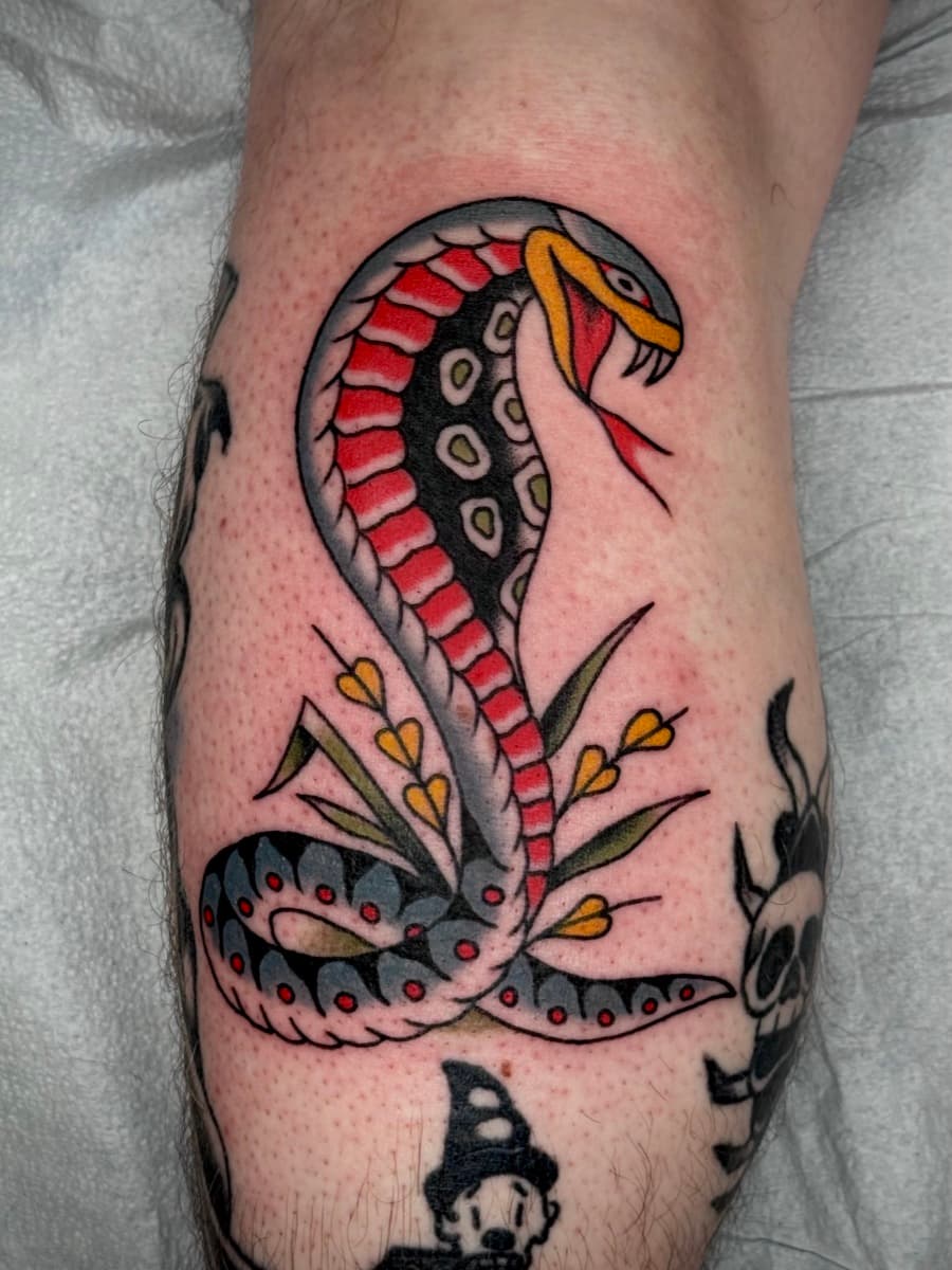 Classic American traditional design by Adam DeFiglio, SE Portland tattoo artist