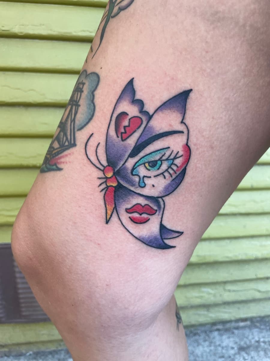 Vibrant traditional flash piece by Krystian Schneider at Historic Tattoo