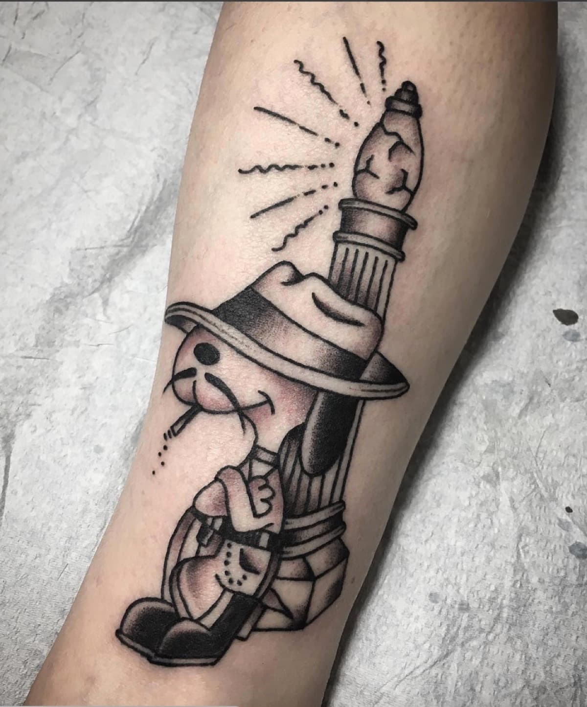 Classic ship and anchor tattoo by One Eyed Jon at Historic Tattoo